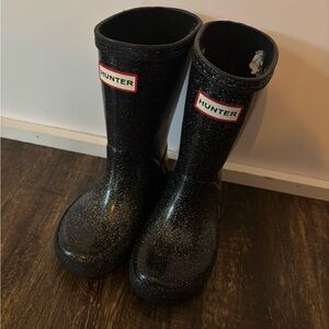 Hunter Black Glitter My First Rainboot